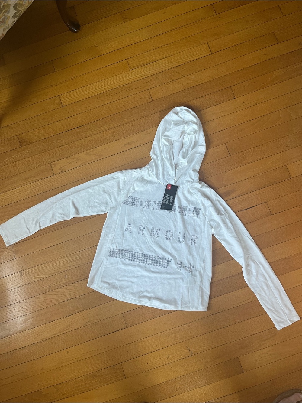 Under Armour White Hooded Long Sleeve Girls' Performance Top